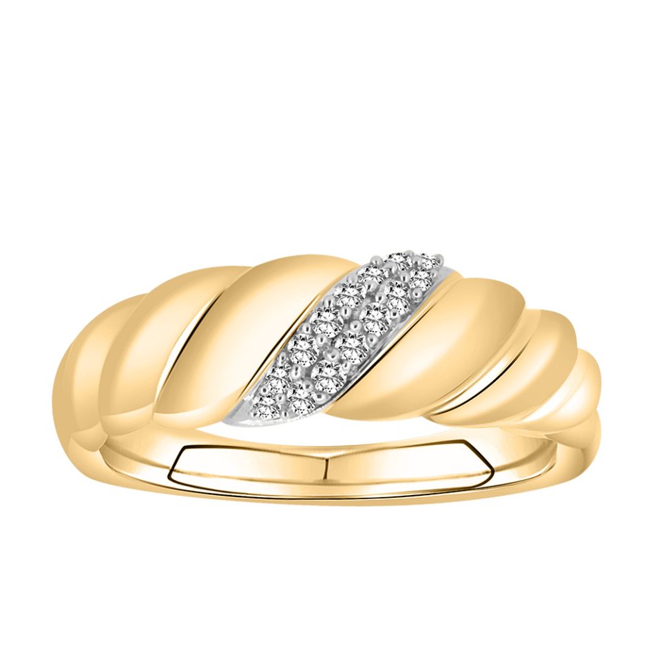 Cornetto Ring with 09 Carat TW Diamonds in 10kt Yellow Gold