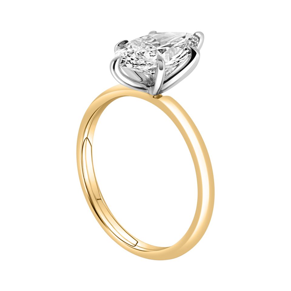 Marquise Solitaire Engagement Ring 2.00 Carat Lab Created Diamond, 14kt Yellow Gold