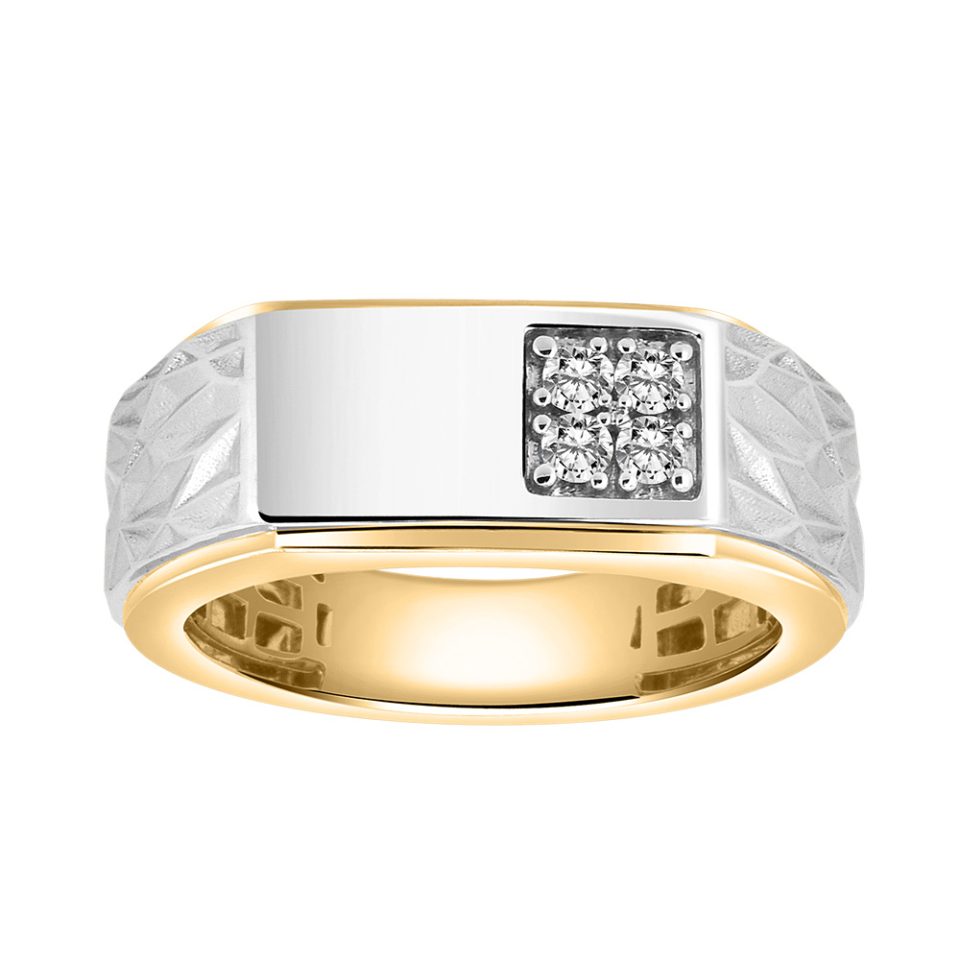 Men's Ring with .20 Carat TW Diamonds in 10kt Yellow and White Gold