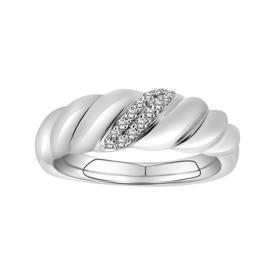 .10 Carat TW Diamond Cornetto Ring in Sterling Silver