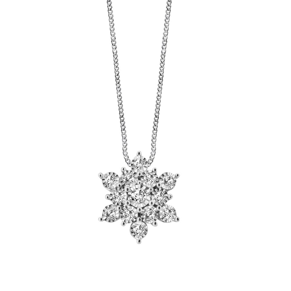 Pendant with .25 Carat TW Illusion Set Diamonds with Chain in 10kt White Gold