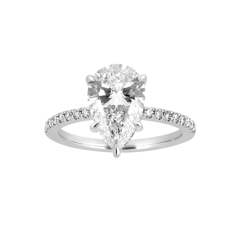 2.75 Carat TW Lab Created Pear Shaped Diamond Ring in 14kt White Gold