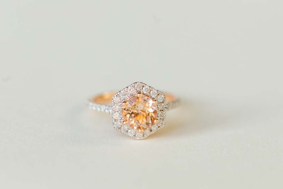 Ring with 7MM Morganite and .40 Carat TW of Diamonds in 14kt Rose Gold