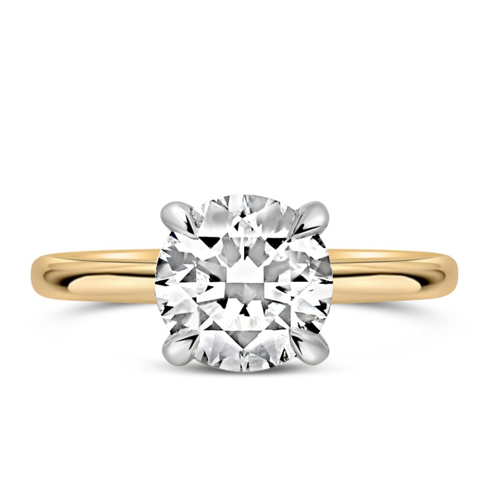Timeless Solitaire Engagement Ring: Brilliant 2.62 Carat Lab Created Diamonds, set in 14kt Yellow Gold