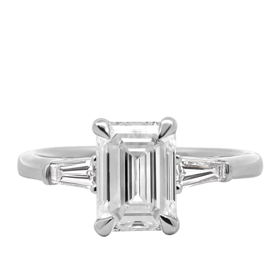 Emerald Cut Engagement Ring with 2.80 Carat TW of Lab Created Diamonds in 14kt White Gold