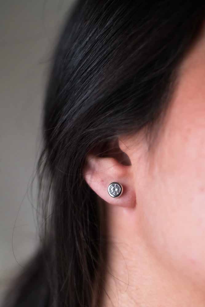 Bezel Earrings with Cubic Zirconia in Sterling Silver
