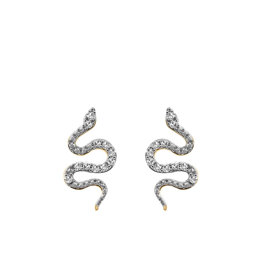 Esme Snake Earrings with .10 Carat TW of Diamonds in 10kt Yellow Gold