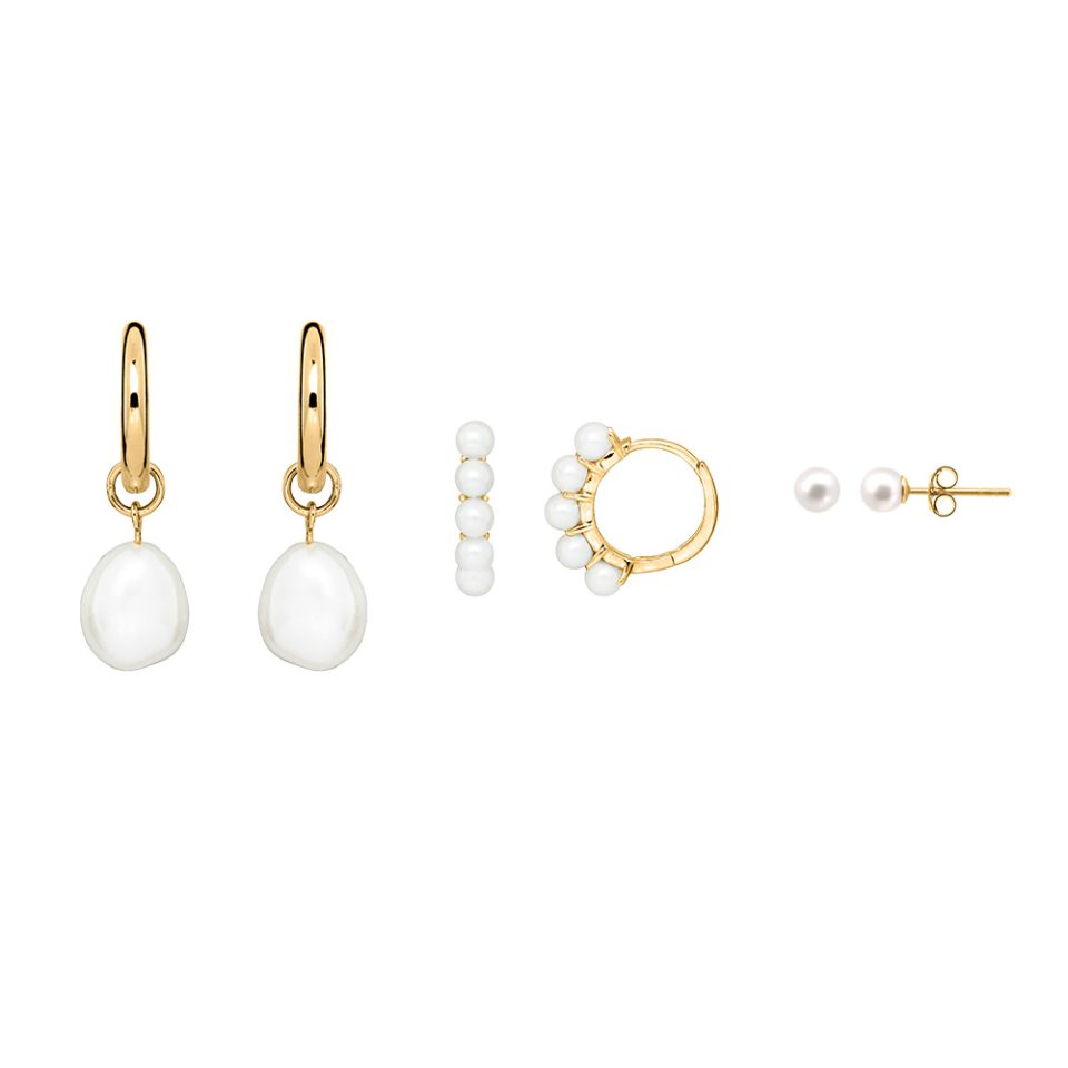 Start Your Stack Earring Edition with Pearls in Gold Plated Sterling Silver