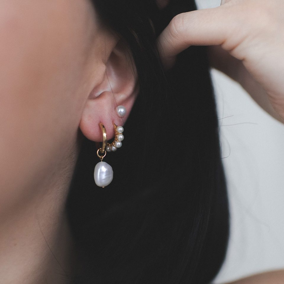 Start Your Stack Earring Edition with Pearls in Gold Plated Sterling Silver