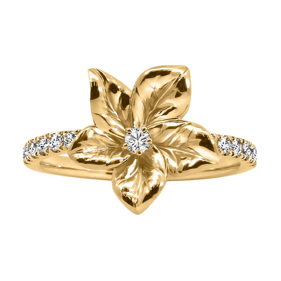 Harmony Flower Ring with .25 Carat TW of Diamonds in 10kt Yellow Gold