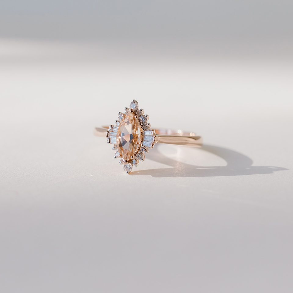 morganite and diamond rose gold ring