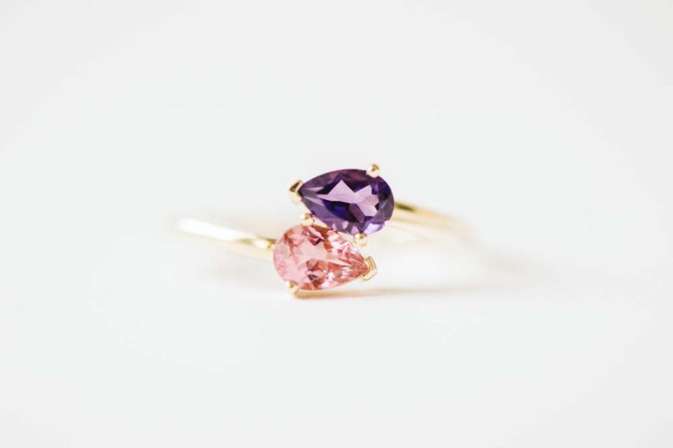 Toi et Moi Ring with Amethyst and Pink Topaz