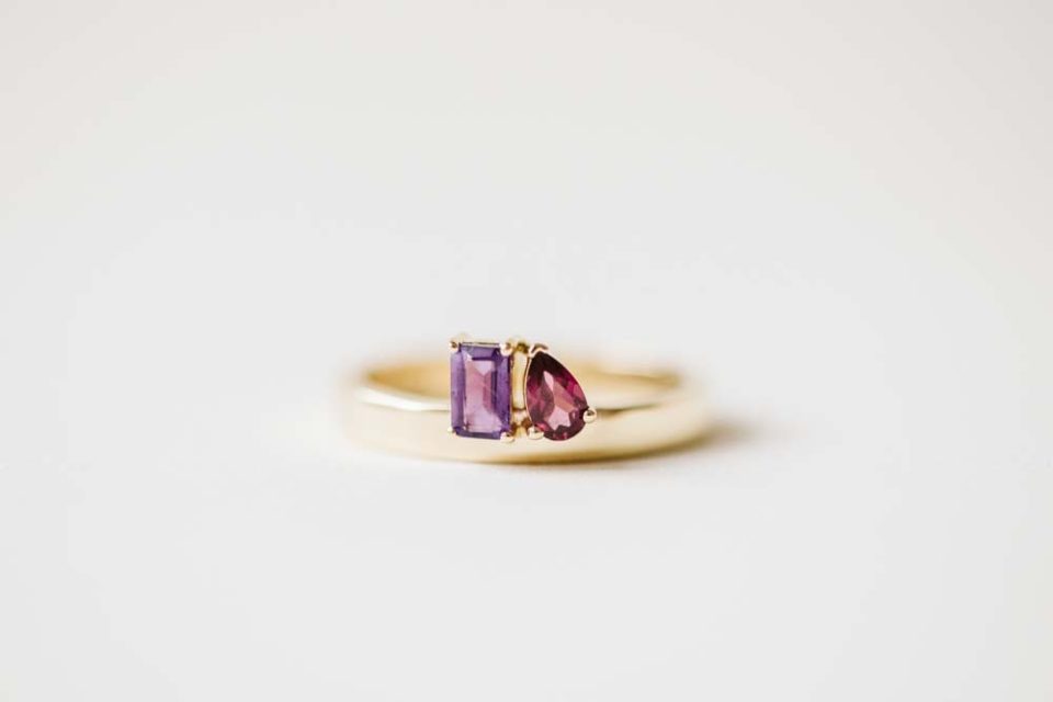 Toi et Moi Ring with Amethyst and Garnet