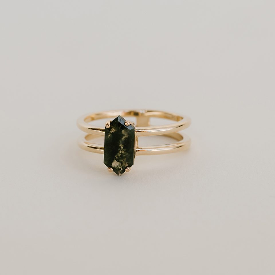 Ring with Moss Agate