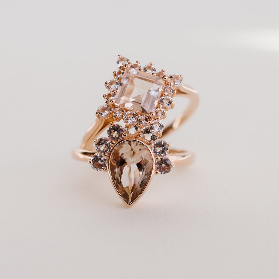 Ring with Morganite and White Topaz