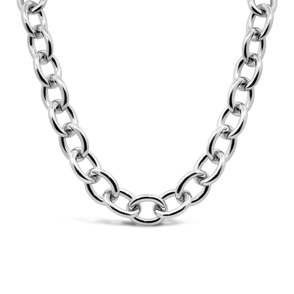 15"-17.25" 10.5MM Astrid Oval Link Necklace in Sterling Silver