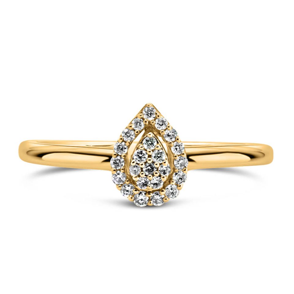 Pear Shaped Diamond Ring with .10 Carat TW in 10kt Yellow Gold