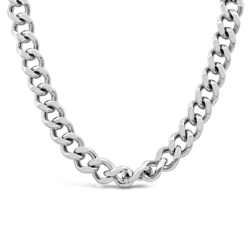 15"-17.5" 9.5MM Athena Curb Necklace in Sterling Silver