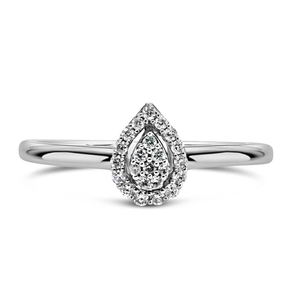 Pear Shaped Diamond Ring with .10 Carat TW in 10kt White Gold