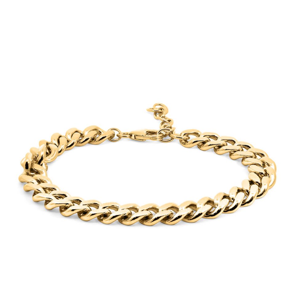 6.5"-7.5" 7.5MM Athena Curb Bracelet in Gold Plated Sterling Silver