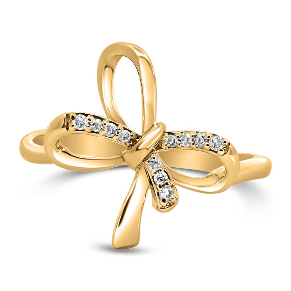 Diamond Double Bow Ring with .60 Carat TW in 10kt Yellow Gold