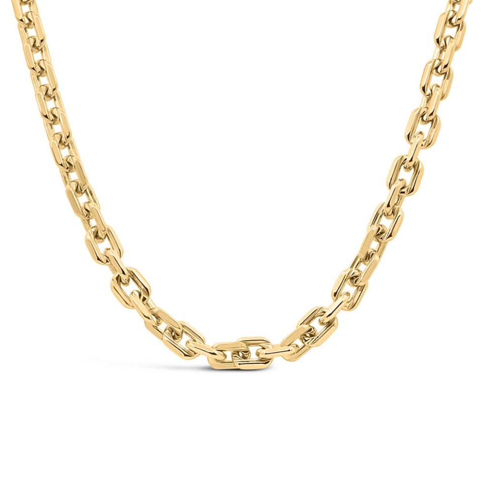 17" 6MM Alexis Square Rolo Necklace in Gold Plated Sterling Silver