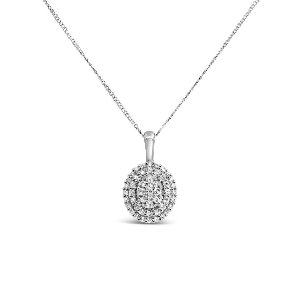 Pendant with .25 Carat TW of Diamonds in 10kt White Gold with Chain