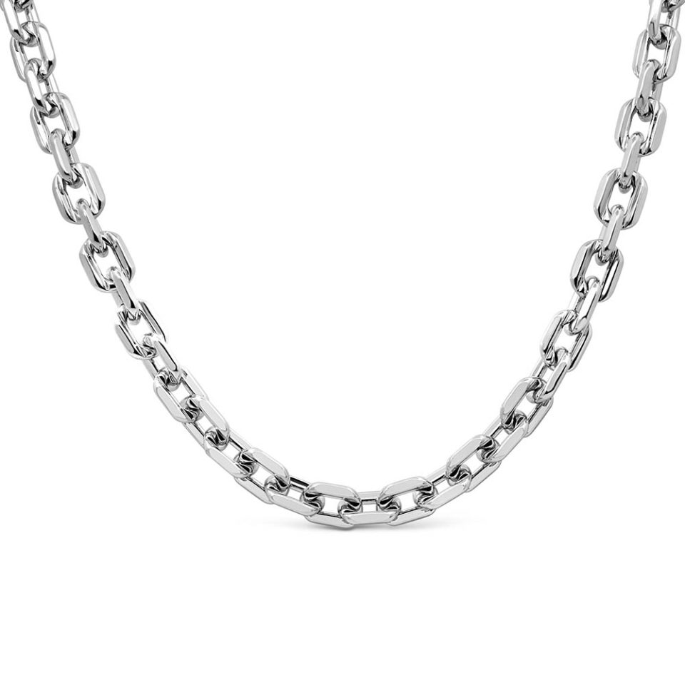 17" 6MM Alexis Square Rolo Necklace in Sterling Silver
