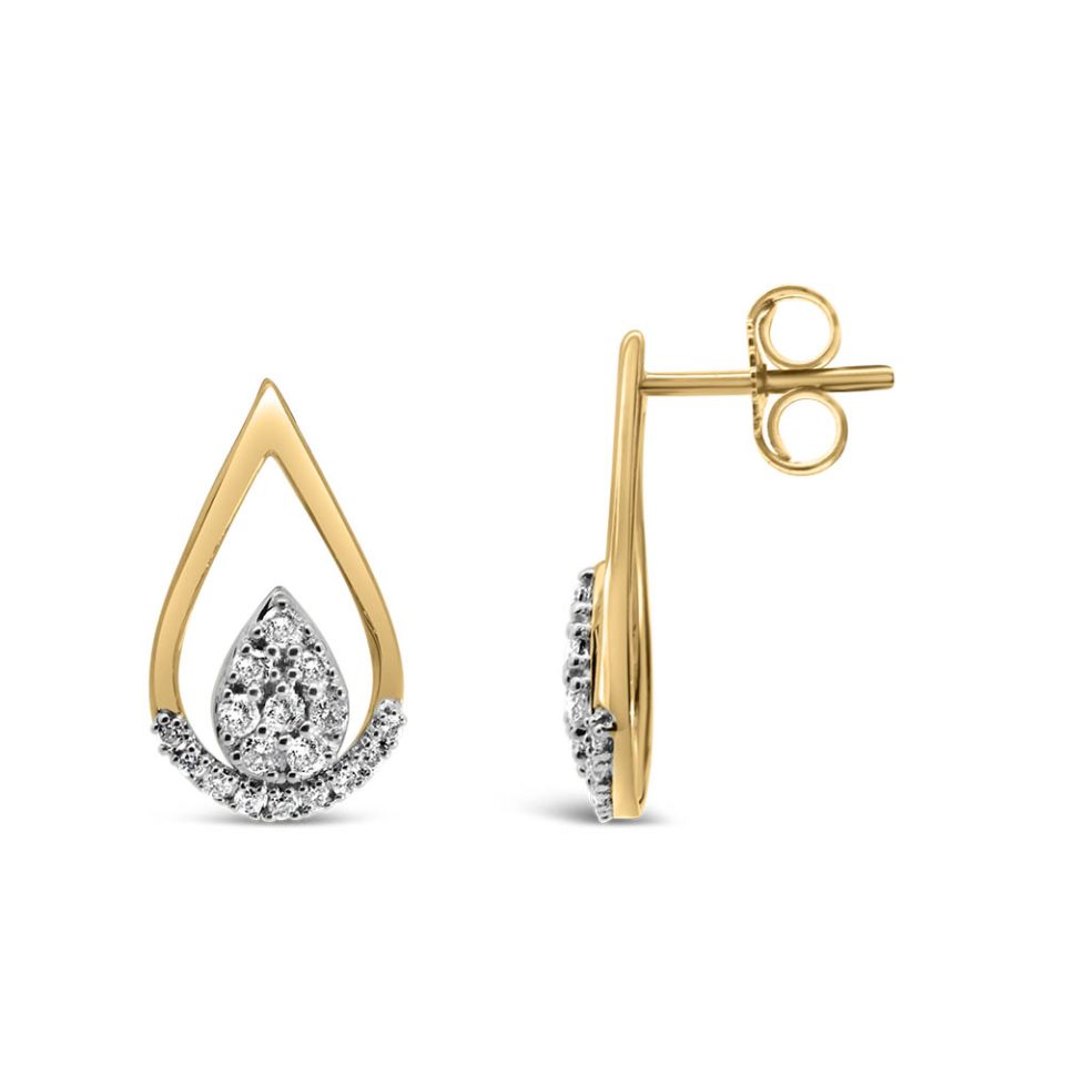 Teardrop Earrings with .25 Carat TW of Diamonds in 10kt Yellow Gold