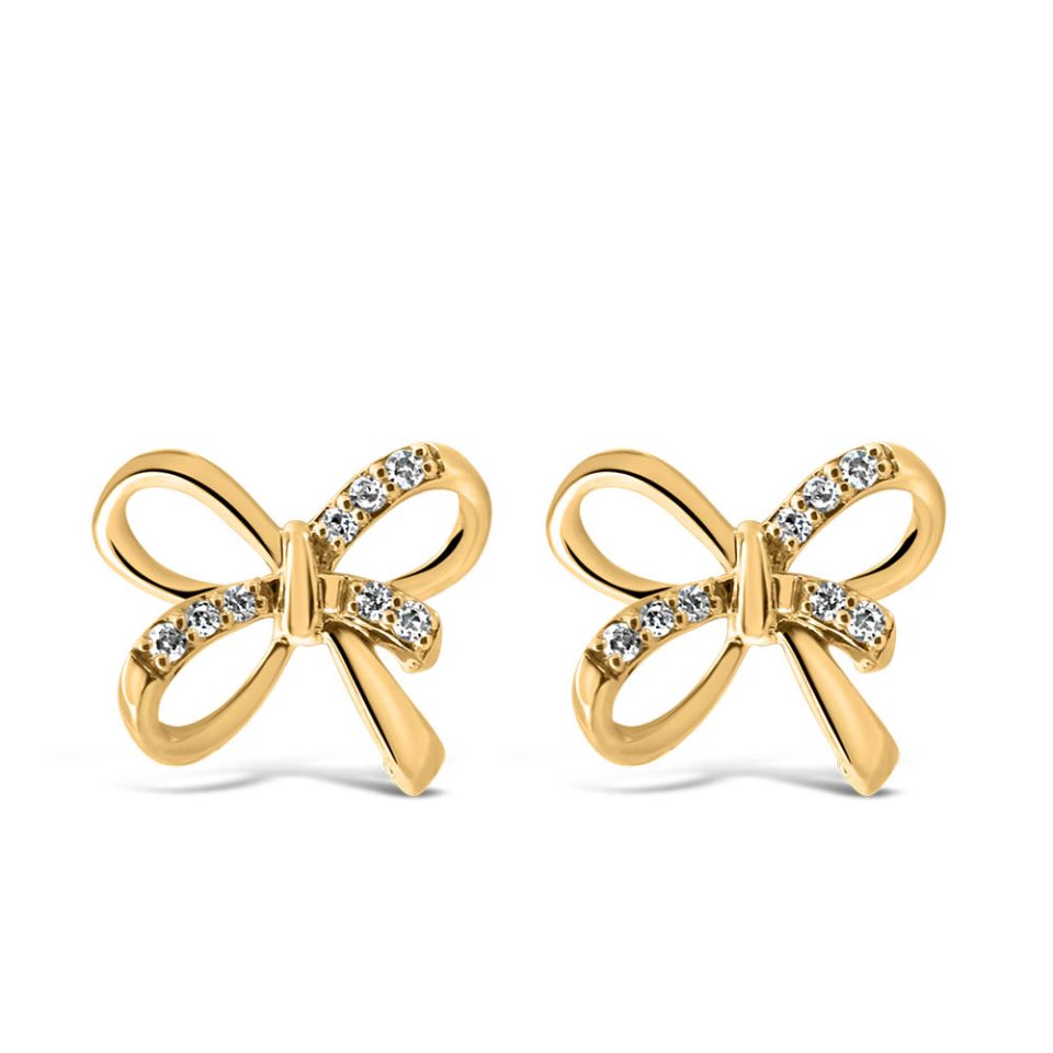 Double Bow Earrings with .70 Carat TW of Diamonds in 10kt Yellow Gold