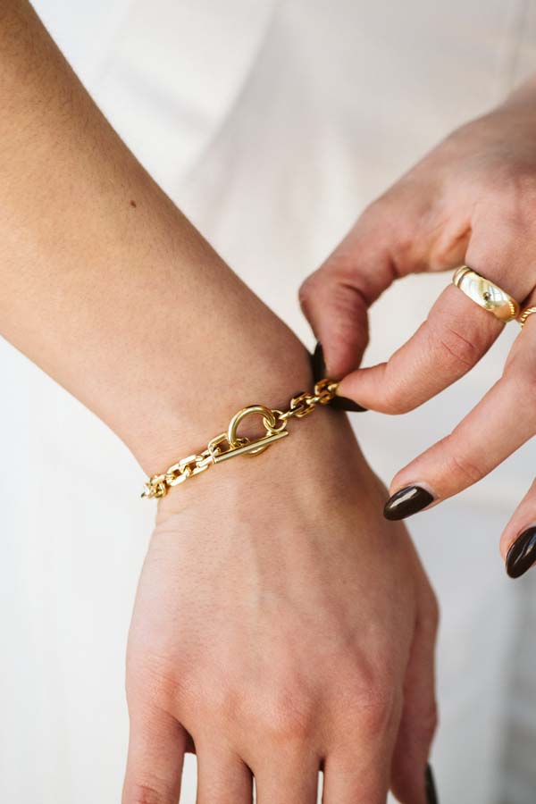 7" 6MM Alexis Square Roll Bracelet in Gold Plated Sterling Silver