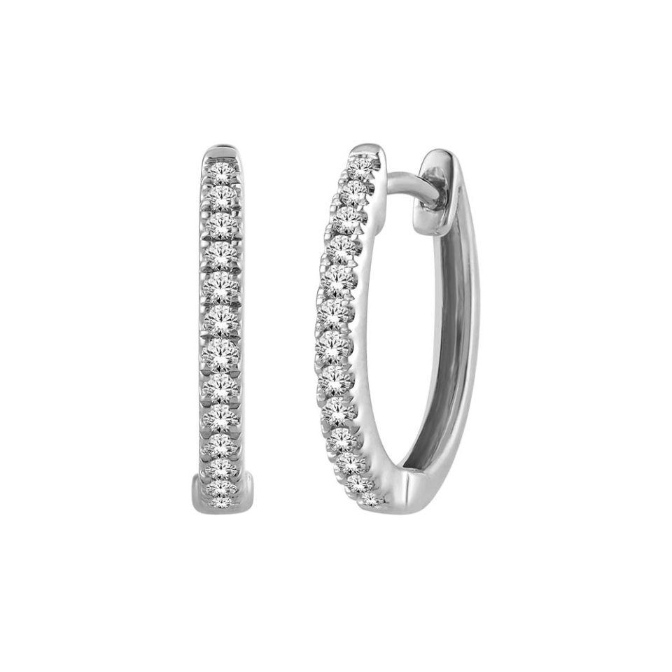 Hoop Earrings with .10 Carat TW of Diamonds in 10kt White Gold