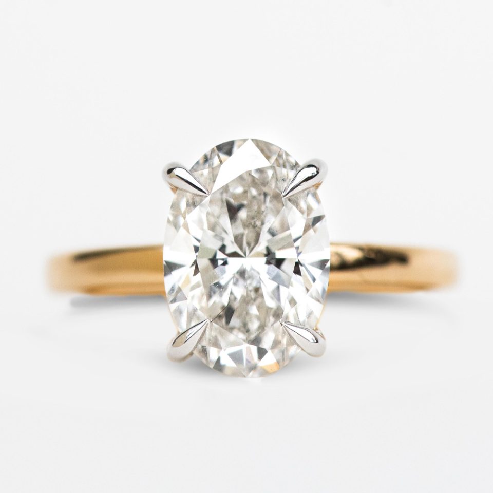 Engagement Ring with 3.00 Carat Lab Created Diamond in 14kt Yellow Gold