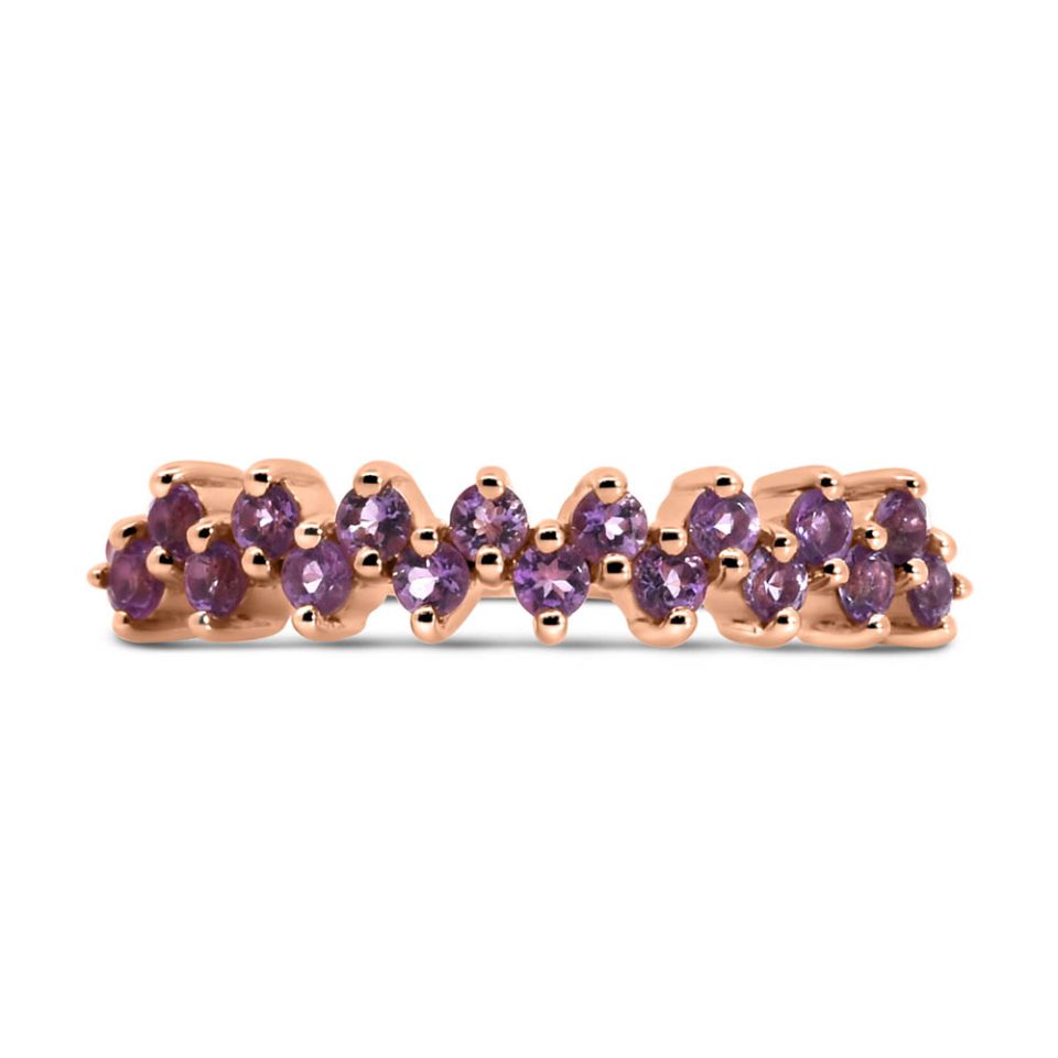 Stackable Ring with Amethyst in 10kt Rose Gold