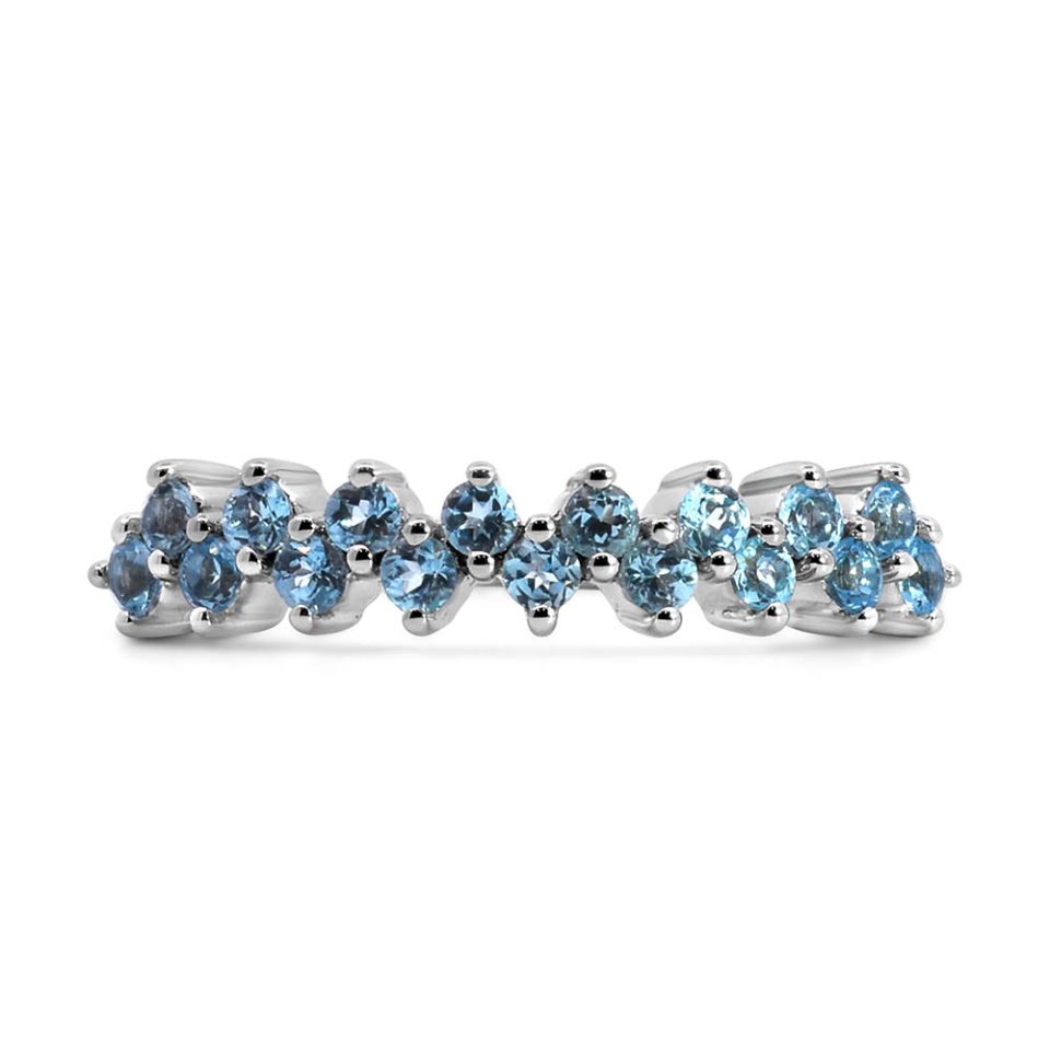 Stackable Ring with Swiss Blue Topaz in 10kt White Gold