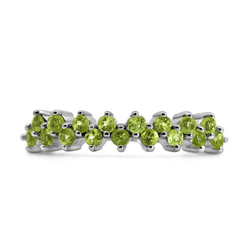 Stackable Ring with Peridot in 10kt White Gold