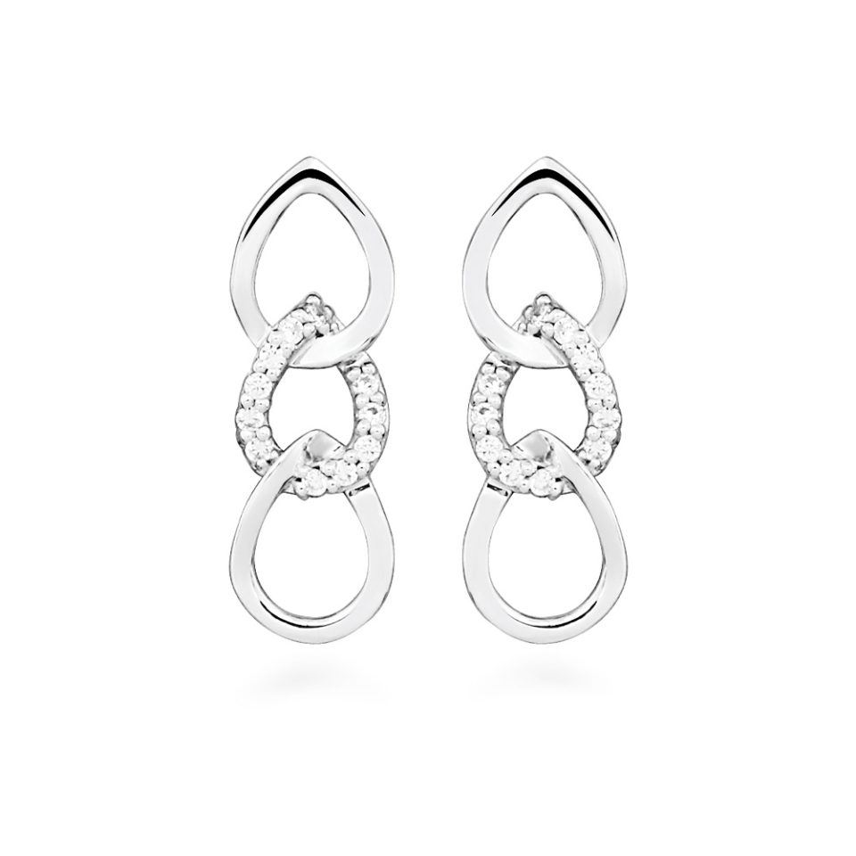 Teardrop Earrings with Cubic Zirconia in Sterling Silver
