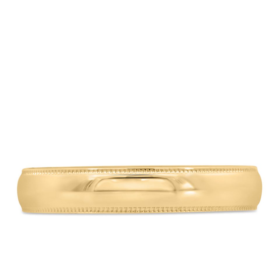 4MM Comfort Fit Milgrain Wedding Band in Yellow Gold