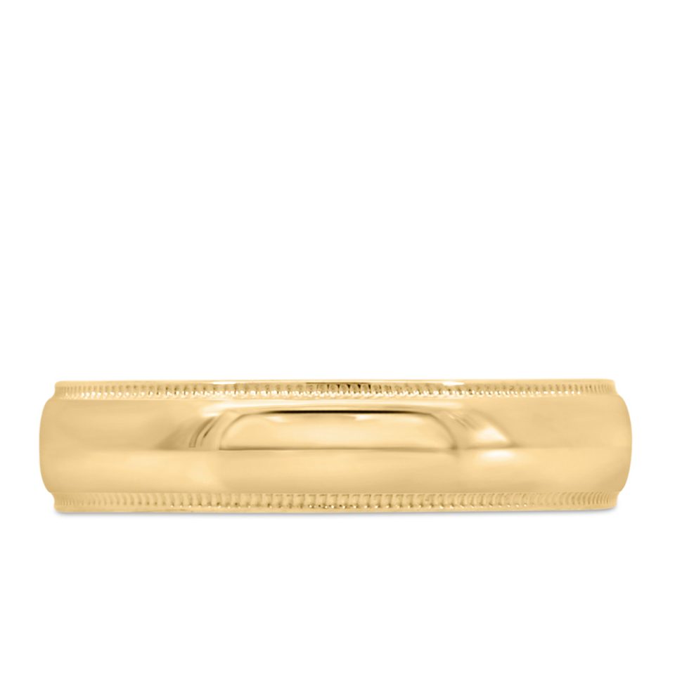 5MM Comfort Fit Milgrain Wedding Band in Yellow Gold