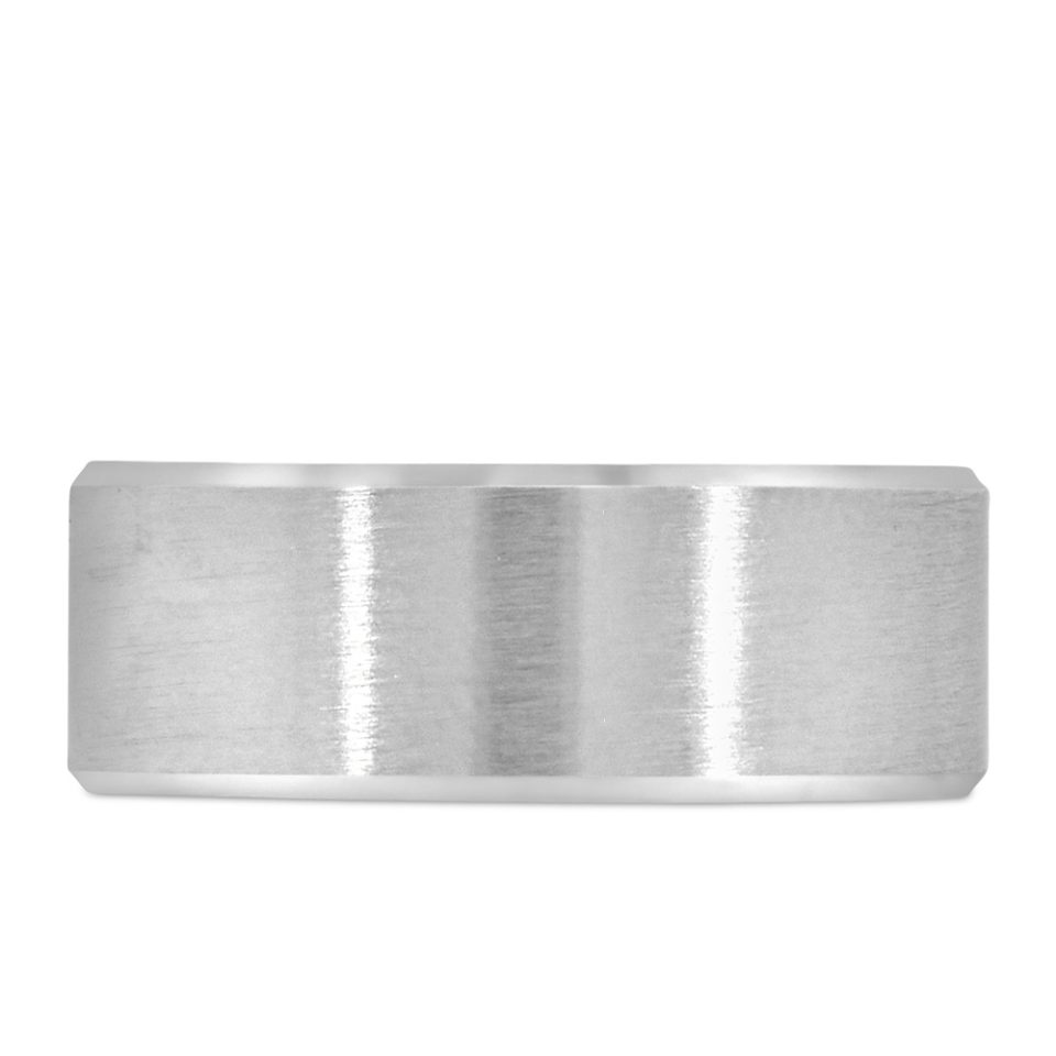 8MM Satin Finish Comfort Fit Wedding Band in White Gold