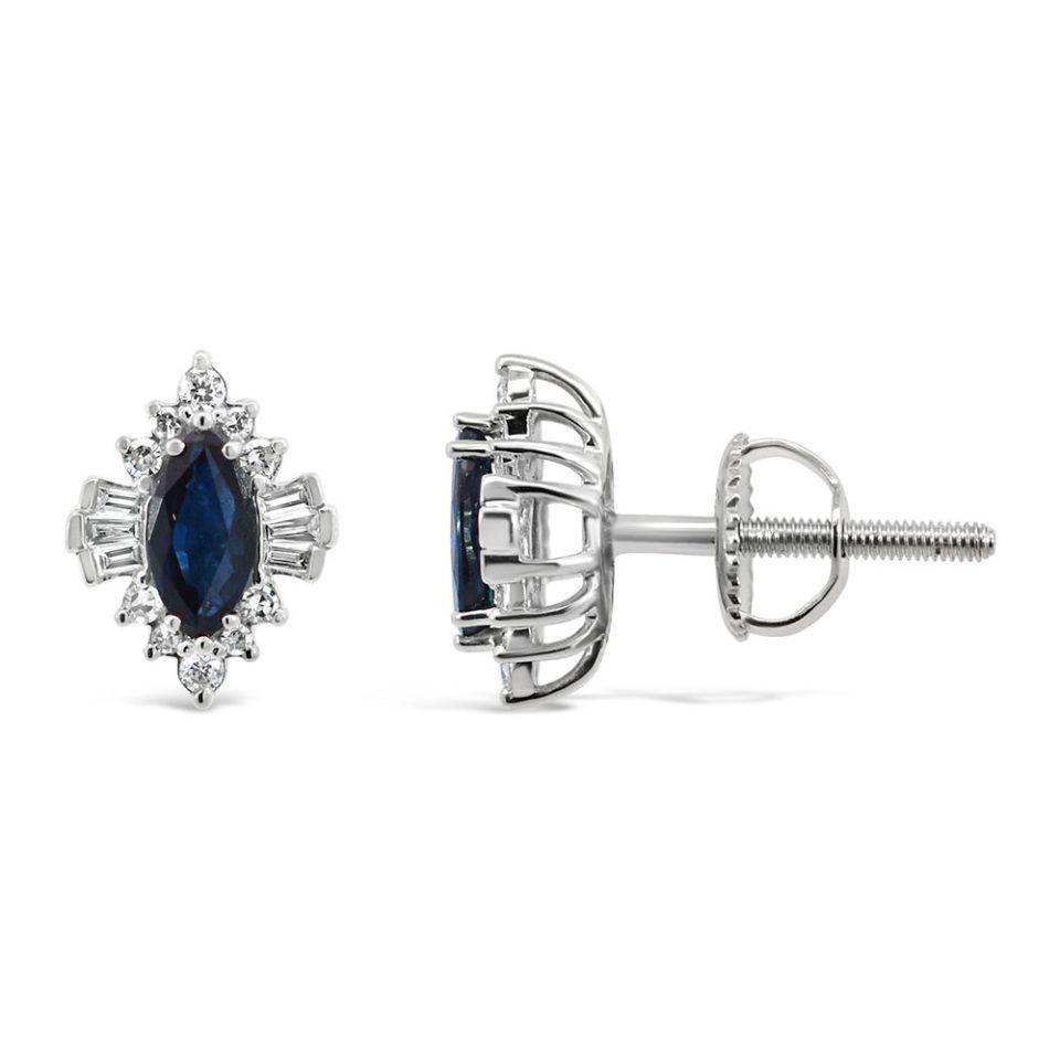 Marquise Blue Sapphire Earring