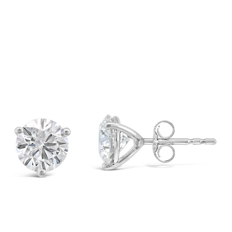 Martini Stud Earrings with 2.50 Carat TW of Lab Created Diamonds in 14kt White Gold