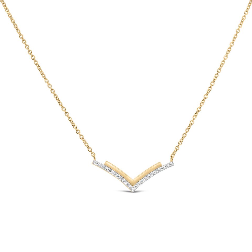 Chevron Necklace with Cubic Zirconia in Sterling Silver