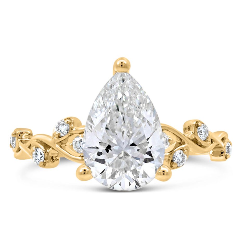 Pear-shaped Engagement Ring with 2.50 Carat TW of Lab Created Diamonds in 14kt Yellow Gold