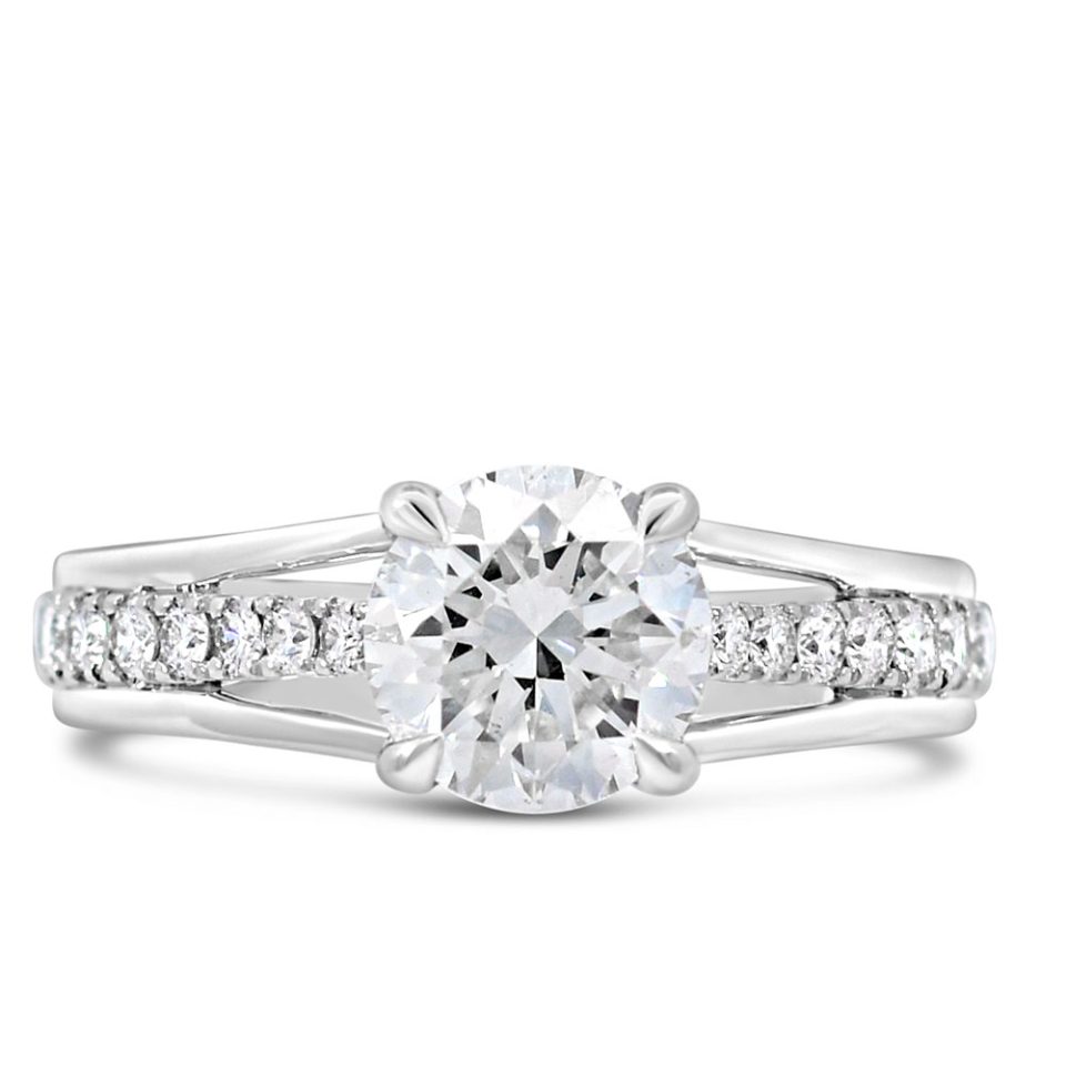 Lab Created Diamond Engagement Ring with 2.50 Carat TW in 14kt White Gold