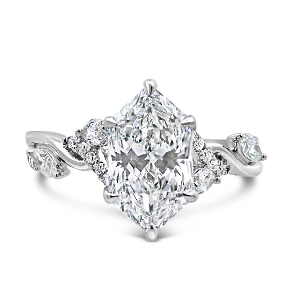 Dutch Marquise Engagement Ring with 3.50 Carat TW of Lab Created Diamonds in 14kt White Gold