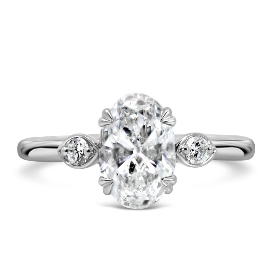 Oval Engagement Ring with 1.62 Carat TW of Lab Created Diamonds in 14kt White Gold