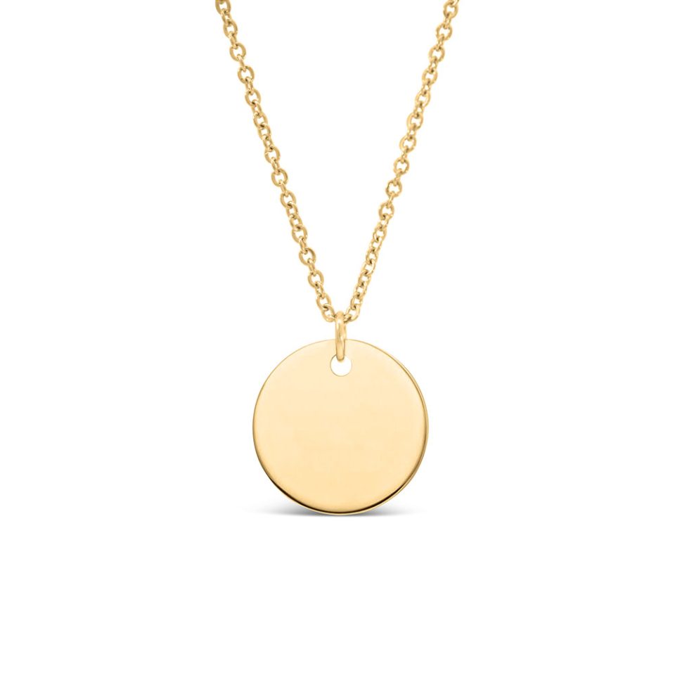 Disc Pendant in Gold Tone Stainless Steel with 16-18" Chain