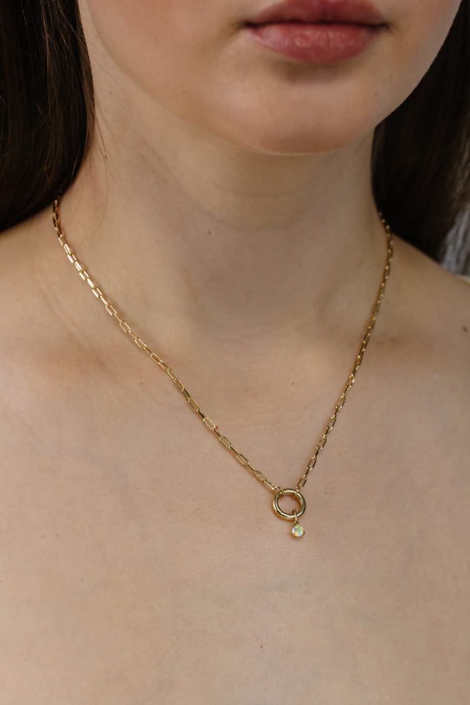4mm Opal Charm in 10kt Yellow Gold