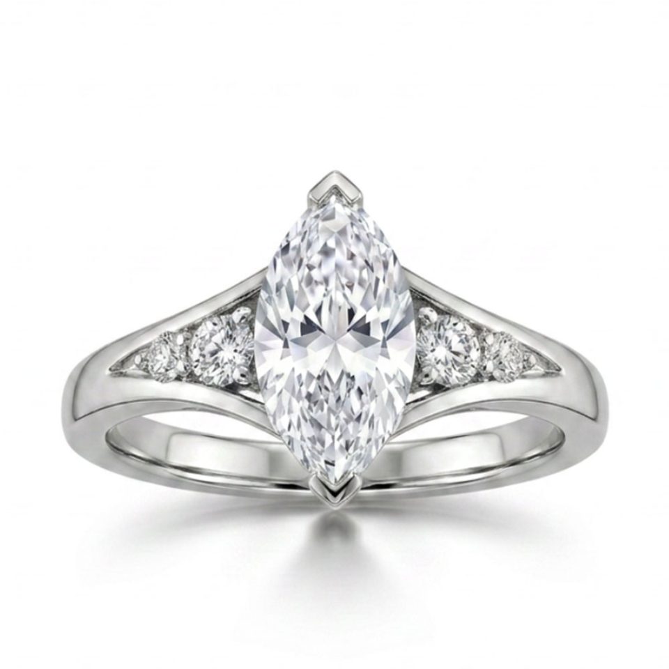 Marquise Engagement Ring with 2.00 Carat TW of Lab Created Diamonds in 14kt White Gold
